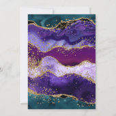 Invitation Mariage d'Agate Peacock turquoise, violet et or (Dos)