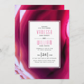 Invitation Mariage d'agate rose Fuchsia (Devant / Derrière)