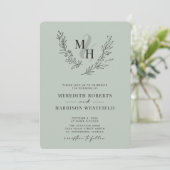 Invitation Mariage d'âge de code QR de couronne de monogramme (Debout devant)