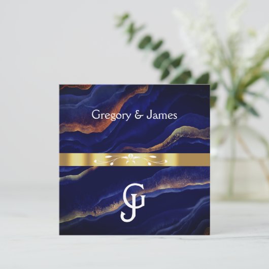 Invitation Mariage d'âge de la géode violet et or (Debout devant)