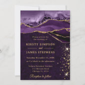 Invitation Mariage d'âge de Parties scintillant violet et or (Devant)
