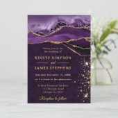 Invitation Mariage d'âge de Parties scintillant violet et or (Debout devant)