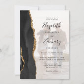 Invitation Mariage d'âge d'or noir photo personnalisé (Devant)