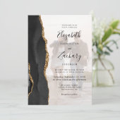 Invitation Mariage d'âge d'or noir photo personnalisé (Debout devant)