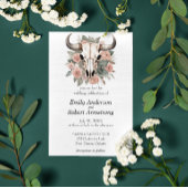 Invitation Mariage d'âge du crâne floral de la vache de l'Oue