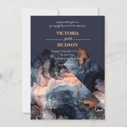 Invitation Mariage d'âge en marbre de pierre (Devant)