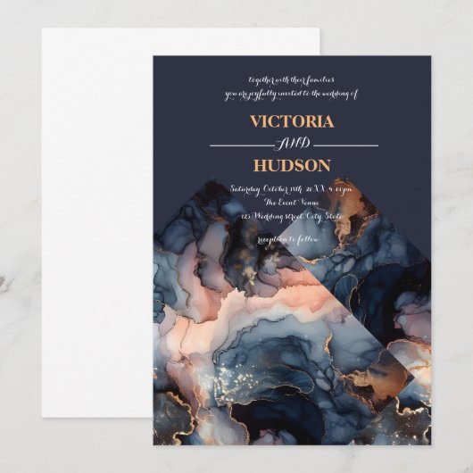Invitation Mariage d'âge en marbre de pierre (Devant / Derrière)