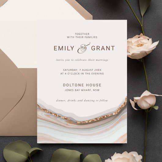 Invitation Mariage d'âge en marbre naturel