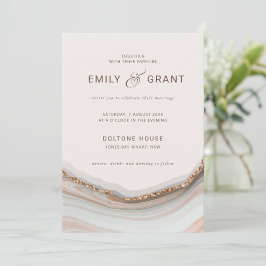 Invitation Mariage d'âge en marbre naturel (Debout devant)