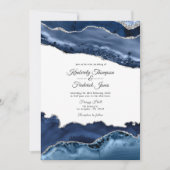 Invitation Mariage d'âge marine et argent (Devant)