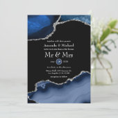 Invitation Mariage d'âge marine et argent (Debout devant)