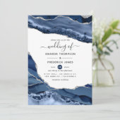 Invitation Mariage d'âge marine et argent (Debout devant)