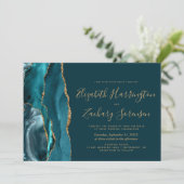 Invitation Mariage d'âge or Turquoise foncé moderne (Debout devant)