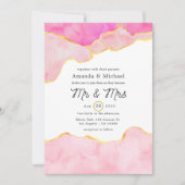 Invitation Mariage d'âge rose, noir et or (Devant)