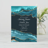 Invitation Mariage d'âge turquoise et Gold (Debout devant)