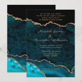 Invitation Mariage d'âge Turquoise Gold (Devant / Derrière)