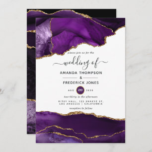 Invitation Mariage d'âge violet et or