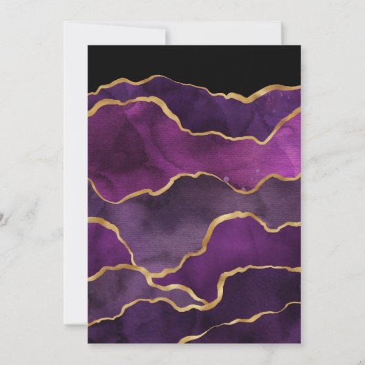 Invitation Mariage d'âge violet et or (Dos)