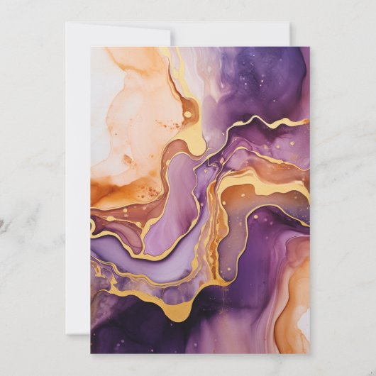 Invitation Mariage d'âge violet et or (Dos)