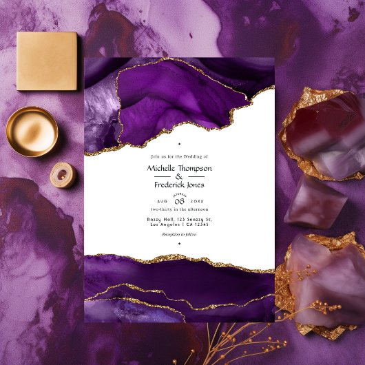 Invitation Mariage d'âge violet et or