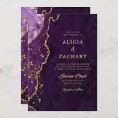 Invitation Mariage d'âge violet Parties scintillant or (Devant / Derrière)