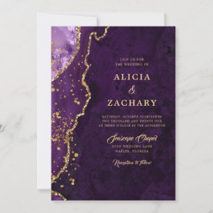 Invitation Mariage d'âge violet Parties scintillant or