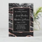 Invitation Mariage d'agrafe d'or Rose noir personnalisé (Debout devant)