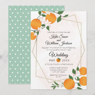 Invitation Mariage d'agrumes à fleurs orange
