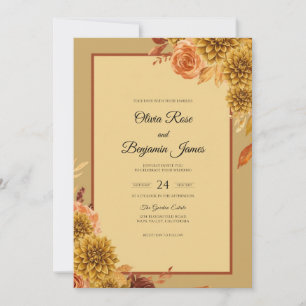 Invitation Mariage Dahlia Ambre Or