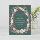 Invitation Mariage Dahlia Améthyste Sarcelle (Debout devant)