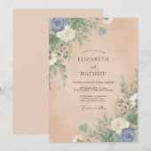 Invitation Mariage Dahlia Ardoise Champagne (Devant / Derrière)