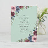 Invitation Mariage Dahlia Bourguignon Menthe (Debout devant)