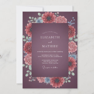 Invitation Mariage Dahlia Corail Prune