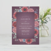 Invitation Mariage Dahlia Corail Prune (Debout devant)