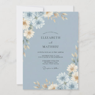 Invitation Mariage Dahlia Crème d'Ardoise
