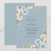 Invitation Mariage Dahlia Crème d'Ardoise (Devant / Derrière)