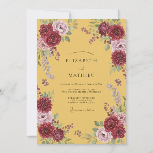 Invitation Mariage Dahlia Marron Moutarde (Devant)