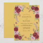 Invitation Mariage Dahlia Marron Moutarde (Devant / Derrière)