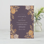 Invitation Mariage Dahlia Moutarde Prune (Debout devant)