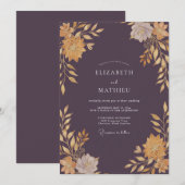 Invitation Mariage Dahlia Moutarde Prune (Devant / Derrière)