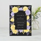 Invitation Mariage Dahlia Noir Jaune Violet (Debout devant)