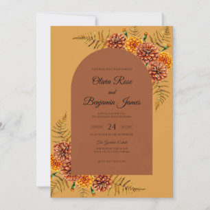 Invitation Mariage Dahlia Ocres Moutarde