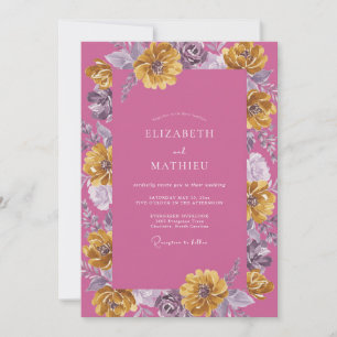 Invitation Mariage Dahlia Or Magenta