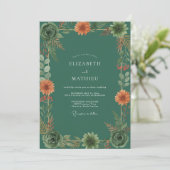 Invitation Mariage Dahlia Orange Rouille (Debout devant)