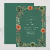 Invitation Mariage Dahlia Orange Rouille (Devant / Derrière)