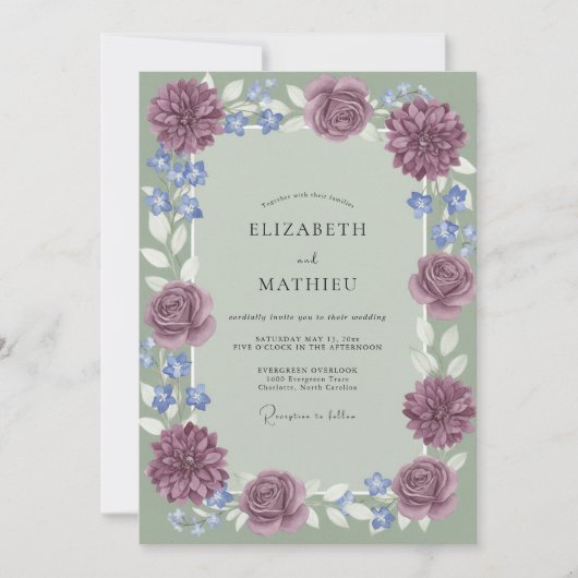 Invitation Mariage Dahlia Pervenche Améthyste (Devant)