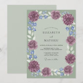 Invitation Mariage Dahlia Pervenche Améthyste (Devant / Derrière)