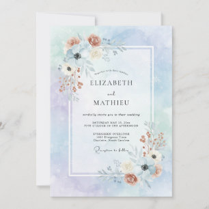 Invitation Mariage Dahlia Pervenche Terracotta