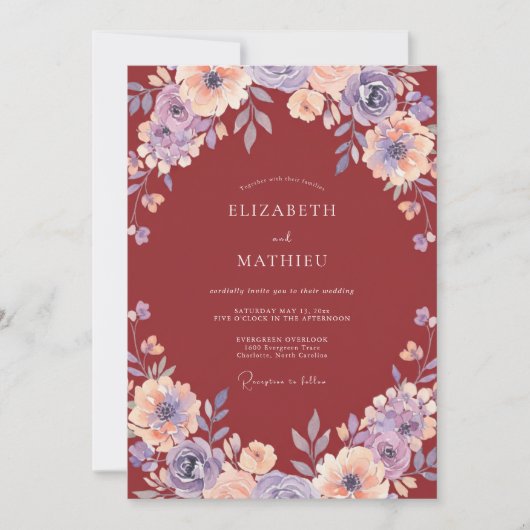 Invitation Mariage Dahlia Rouge Brique (Devant)