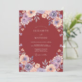 Invitation Mariage Dahlia Rouge Brique (Debout devant)